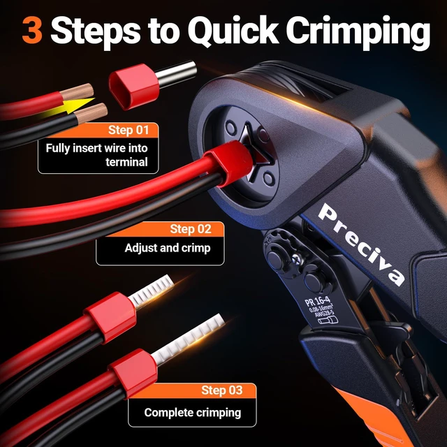 Alt view image 3 of 7 - Ferrule Crimping Tool Kit - AWG 28-5 (0.08-16mm²) Ferrule Crimper with 1520Pcs Single & Twin Ferrules Connectors, Self-Adjustable Ratchet Ferrule Terminals Crimping Tool
