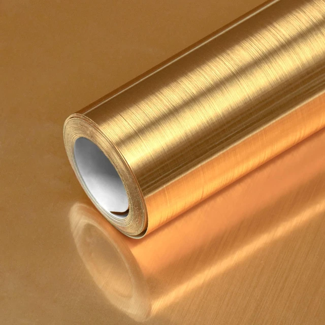 Main image of Stainless Steel Contact Paper Peel and Stick Gold 17.7×393 Stainless Steel Wallpaper for Metallic Chrome Appliances Fridge Vinyl Wrap Self Adhesive Wallpaper Kitchen Dishwasher Cover