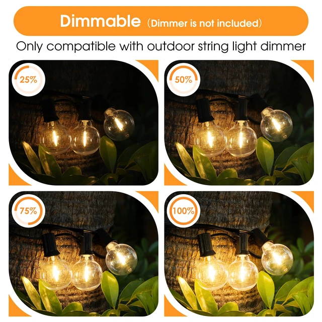 Alt view image 4 of 7 - 75 Pack G40 LED Replacement String Light Bulbs, E12 Base, 1W,2700K Waterproof, Shatterproof, Energy Efficient, Dimmable, Equal to 5W Incandescent, Warm White, Not Solar String Compatible