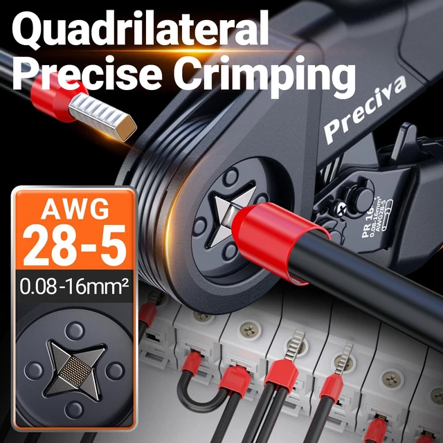 Alt view image 6 of 7 - Ferrule Crimping Tool Kit - AWG 28-5 (0.08-16mm²) Ferrule Crimper with 1520Pcs Single & Twin Ferrules Connectors, Self-Adjustable Ratchet Ferrule Terminals Crimping Tool