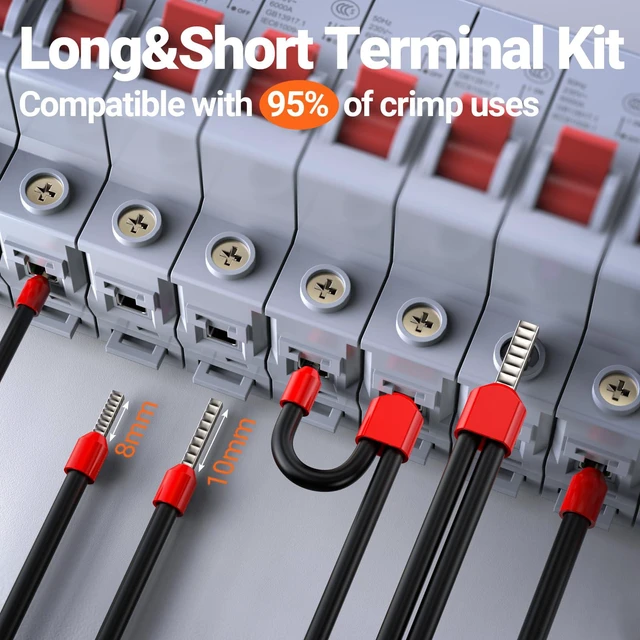 Alt view image 7 of 7 - Ferrule Crimping Tool Kit - AWG 28-5 (0.08-16mm²) Ferrule Crimper with 1520Pcs Single & Twin Ferrules Connectors, Self-Adjustable Ratchet Ferrule Terminals Crimping Tool