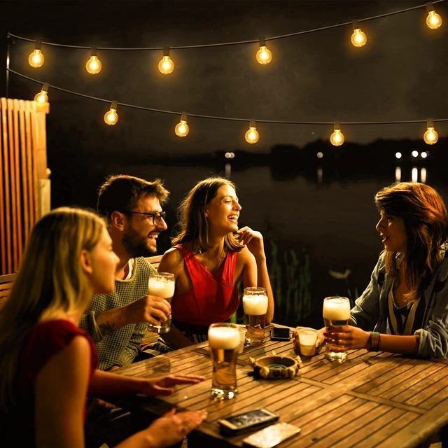 Alt view image 5 of 7 - 75 Pack G40 LED Replacement String Light Bulbs, E12 Base, 1W,2700K Waterproof, Shatterproof, Energy Efficient, Dimmable, Equal to 5W Incandescent, Warm White, Not Solar String Compatible