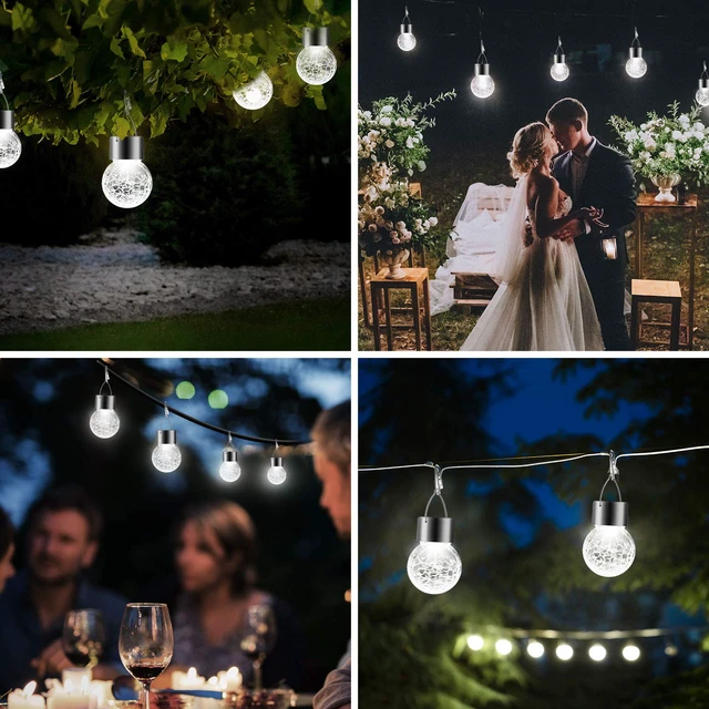 Alt view image 7 of 7 - Solar Lights Outdoor Hanging Decorative Globe 24 Pack, Waterproof Solar Lantern with Handle and Clip, Solar Powered Glass Ball Lights for Garden Yard Fence Tree Umbrella Holiday Décor, Cold White