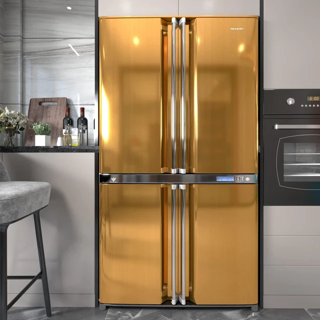 Alt view image 6 of 7 - Stainless Steel Contact Paper Peel and Stick Gold 17.7×393 Stainless Steel Wallpaper for Metallic Chrome Appliances Fridge Vinyl Wrap Self Adhesive Wallpaper Kitchen Dishwasher Cover