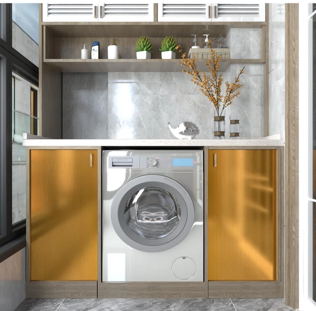 Alt view image 7 of 7 - Stainless Steel Contact Paper Peel and Stick Gold 17.7×393 Stainless Steel Wallpaper for Metallic Chrome Appliances Fridge Vinyl Wrap Self Adhesive Wallpaper Kitchen Dishwasher Cover