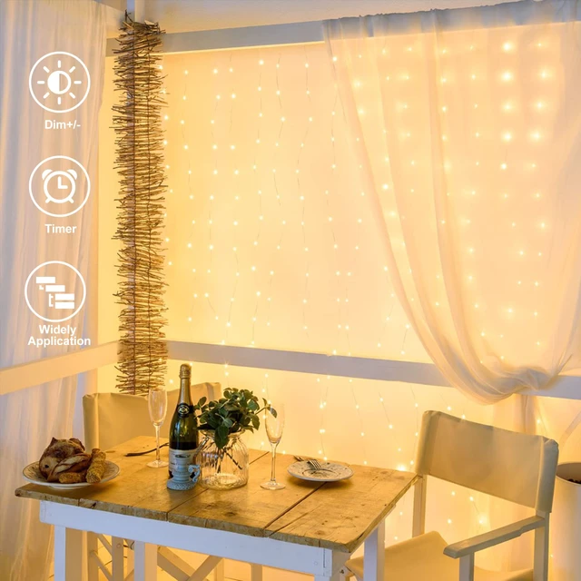 Alt view image 2 of 7 - 20Ft x 10Ft Large Curtain Lights Plug in Warm White & Multicolor 600 LED Dual Color Changing Outdoor Curtain Lights Waterproof Connectable with Remote for Wedding Backdrop Yard Decor
