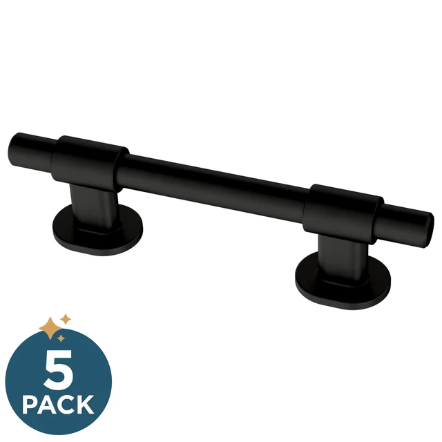 Alt view image 2 of 7 - 5 Pack Matte Black Cabinet Handles Adjustable Drawer Pulls for Kitchen Cabinet Knobs Dressers and Cupboards Fits 1-3/8 to 4 Inch (35102mm) Hole Center | Adjusta-Pull