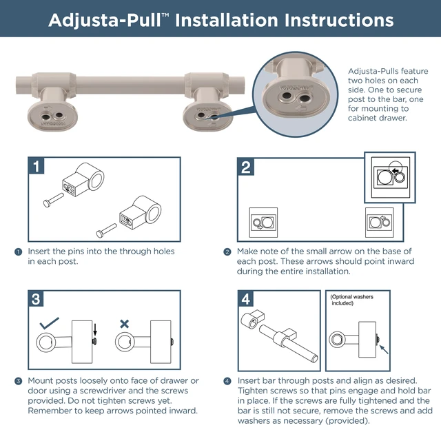 Alt view image 7 of 7 - 5 Pack Matte Brushed Nickel Cabinet Handles Adjustable Drawer Pulls for Kitchen Cabinet Knobs Dressers and Cupboards Fits 1-3/8 to 4 Inch (35102mm) Hole Center | Adjusta-Pull