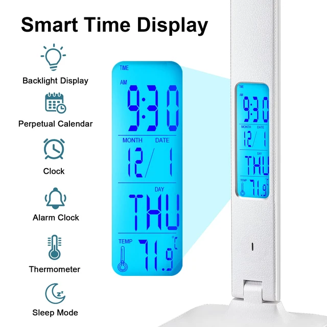 Alt view image 5 of 7 - Desk Lamp with Wireless Charger: USB Charging Port, Table Lamp with Clock, Desk Lamps for Home Office College Dorm Room Essentials