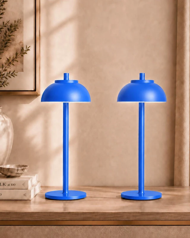 Alt view image 6 of 7 - Blue Cordless Table Lamps, Rechargeable LED Touch Lamp, 2 Pack Waterproof, 5000mAh Battery, Touch Dimming, Wireless Table Lamps for Outdoor Patio, Restaurant, Dinner, Table Top, Home Bar