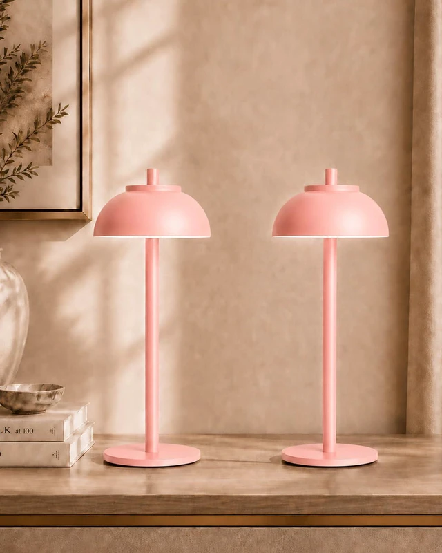 Alt view image 6 of 7 - Pink Cordless Table Lamps, Rechargeable LED Touch Lamp, 2 Pack Waterproof, 5000mAh Battery, Touch Dimming, Wireless Table Lamps for Outdoor Patio, Restaurant, Dinner, Table Top, Home Bar