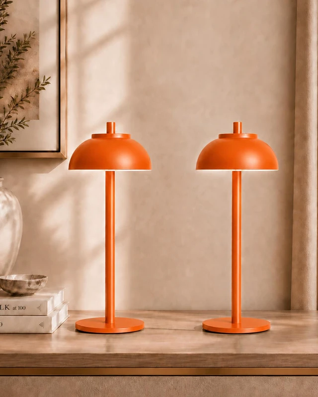 Alt view image 6 of 7 - Orange Cordless Table Lamps, Rechargeable LED Touch Lamp, 2 Pack Waterproof, 5000mAh Battery, Touch Dimming, Wireless Table Lamps for Outdoor Patio, Restaurant, Dinner, Table Top, Home Bar