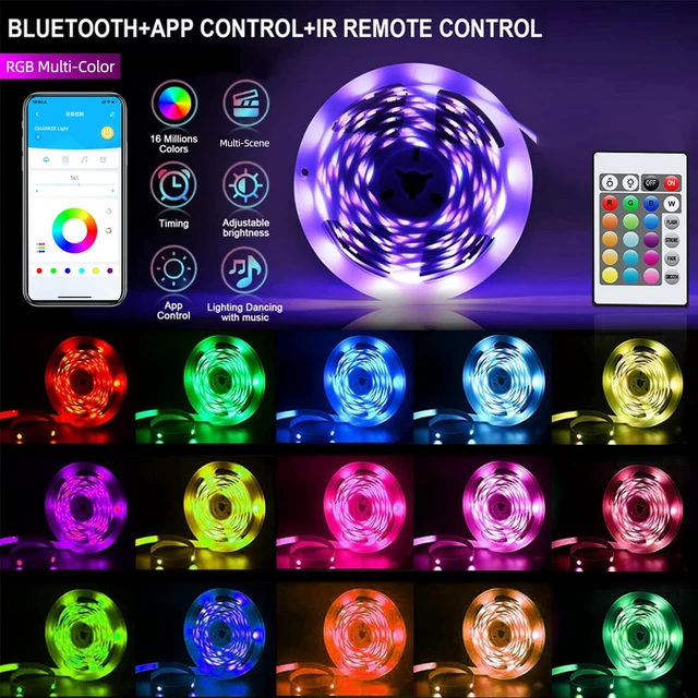 Alt view image 5 of 7 - 130ft LED Strip Lights RGB Color Changing 65.6ft x 2 Rolls, Music Sync, Dimmable, 24V Bluetooth LED Lights, Smart App & Remote Control for Bedroom DIY