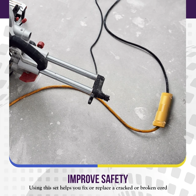 Alt view image 4 of 7 - NEMA 5-15P Plug, Male Extension Cord Ends, Yellow, 5-Pack 12-14 AWG, nylon rubber housing, impact/corrosion resistant, UL Listed