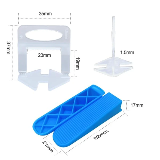 Alt view image 3 of 7 - Tile Leveling System 1/16Kit 1400pcs Tile Leveler Spacers Clips +320pcs Reusable Wedges Tile Leveler Tool Set for Tile & Stone Installation1720