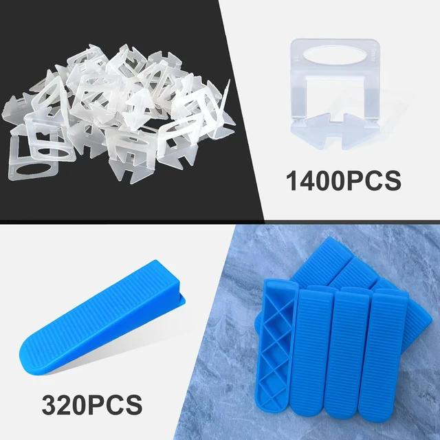 Alt view image 2 of 7 - Tile Leveling System 1/16Kit 1400pcs Tile Leveler Spacers Clips +320pcs Reusable Wedges Tile Leveler Tool Set for Tile & Stone Installation1720