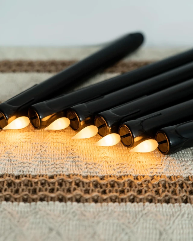 Alt view image 5 of 7 - Black Flameless Taper Candles Flickering, NO Remote, 9.6 Inches Battery Operated, 6 Pcs Realistic Electric LED Candlesticks Made of Plastic for Halloween Party Home Decor