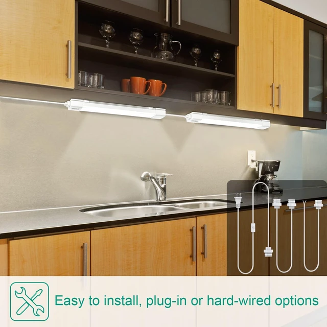 Alt view image 3 of 6 - LED Tube Light with Plug, Cabinet Ceiling Light,17in 16W 1700LM. Plug in Light Fixture,Under Cabinet Light,Workbench Lamp for Garage, Kitchen, Bathroom, Closet & Office