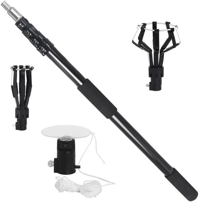 Main image of 3-12FT Light Bulb Changer for High Ceilings with Baskets and Suction Cup 18FT Reach Telescopic Extension Pole, Light Bulb Extension Pole Changer for High Ceilings and Recessed Lights