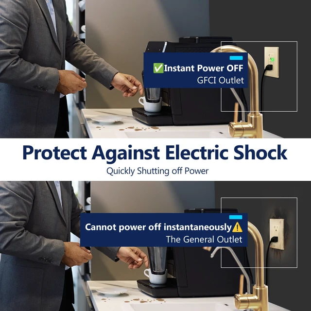 Alt view image 2 of 7 - GFCI Outlet 20Amp, GFCI Receptacle, ETL Listed, Matte Gold, 2-Pack Tamper-Resistant, Ground Fault Protection, Self-Test, LED Indicator, No-False-Trip Performance, Screwless Wall Plate, Anti-In