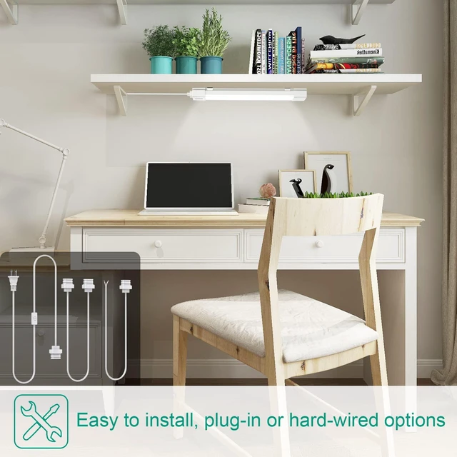 Alt view image 5 of 6 - LED Tube Light with Plug, Cabinet Ceiling Light,17in 16W 1700LM. Plug in Light Fixture,Under Cabinet Light,Workbench Lamp for Garage, Kitchen, Bathroom, Closet & Office