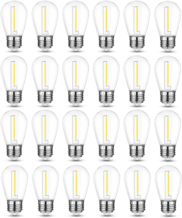 Main image of 24 Pack Shatterproof Outdoor String S14 Replacement Bulb, 1W,4000K Waterproof, LED Energy Efficient, Dimmable, E26 Base, Equal to 11W Incandescent, Neutral White, Not Solar String Compatible