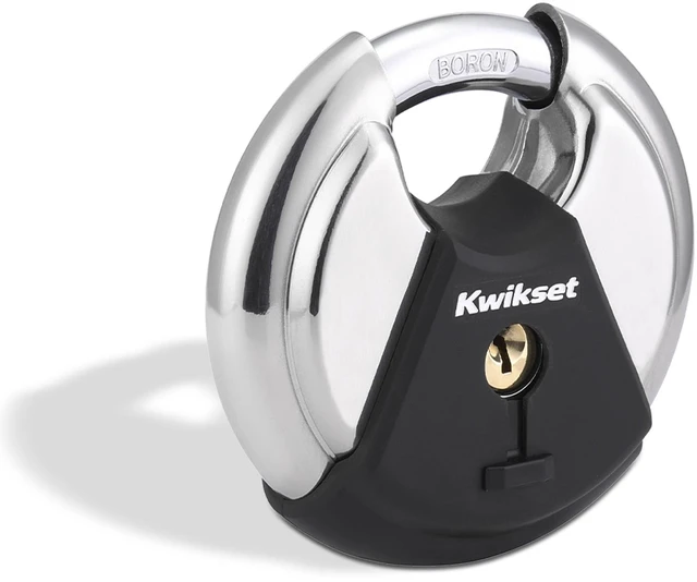 Main image of Discus Padlock with Boron Carbide Shackle, 3-1/8" Body, 1-Pack Circular Body Shields the Shackle From Bolt Cutters; Weather-Resistant for Sheds, Gates and Storage Units