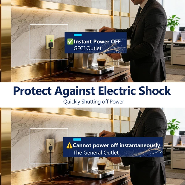 Alt view image 3 of 7 - GFCI Outlet 20Amp, Brushed Wall Plate, ETL Listed, Matte Gold, 2-Pack Tamper-Resistant, LED Indicator, Screwless Wall Plate, GFCI Receptacle, Thermoplastic, No-False-Trip, Matte Gold