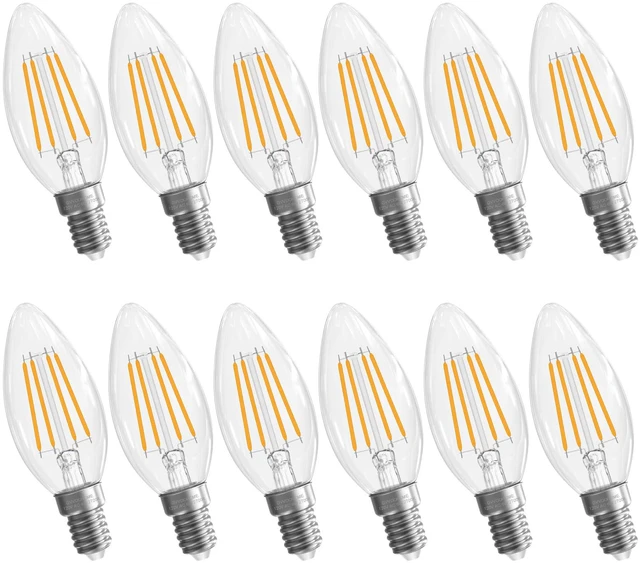 Main image of E12 Candelabra Bulb 2700K Soft White, 60W Equivalent, E12 LED Bulb Chandelier Light Bulbs, 12 Pack B10 Candle Light Bulbs, 90+CRI, 600LM, Clear Glass, Non-Dimmable