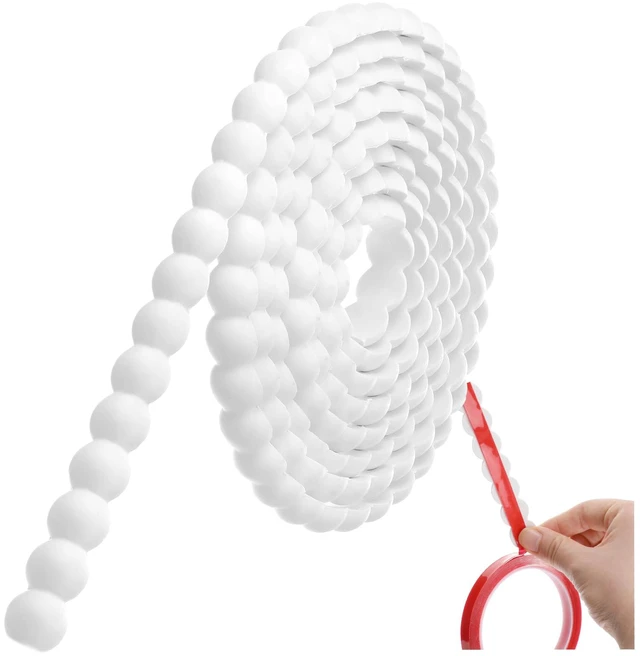 Main image of Flexible Bead Molding Trim Peel and Stick White 10ft /20 mm Pearl Beads Design for Mirror Frame, Bathroom Backsplash, TV Wall Edge, Ceiling, Cabinet, Foam Material, Easy DIY