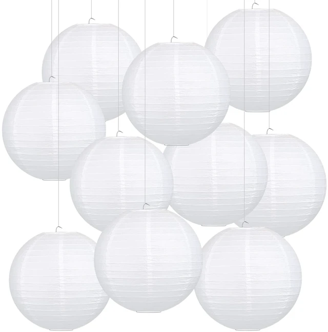 Main image of 10pcs White Paper Lanterns, 12 inch Hanging Lantern Hanging Round Chinese Paper Lanterns, for Party Decoration, Wedding Anniversary