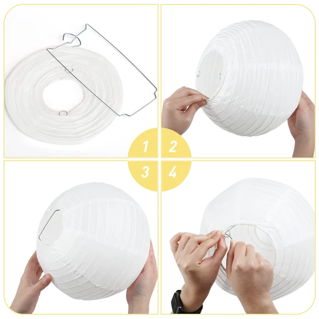 Alt view image 4 of 7 - 10pcs White Paper Lanterns, 12 inch Hanging Lantern Hanging Round Chinese Paper Lanterns, for Party Decoration, Wedding Anniversary