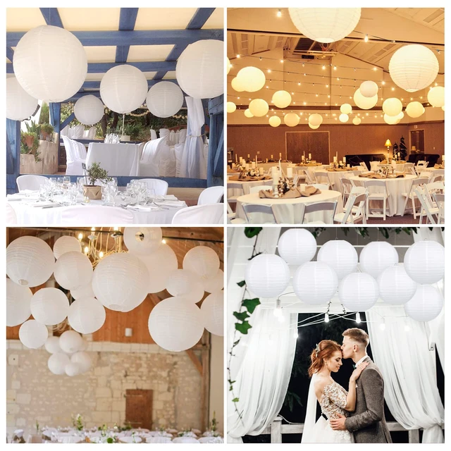 Alt view image 7 of 7 - 10pcs White Paper Lanterns, 12 inch Hanging Lantern Hanging Round Chinese Paper Lanterns, for Party Decoration, Wedding Anniversary