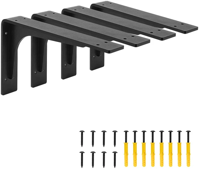Main image of 10"x 6"Shelf Brackets,L Shelf Brackets,max Load 300lbs, Vertical Angle, Premium Alloy Metal Heavy Duty Shelf Bracket, high Strength Mounting Hardware Included, Corner Brace Joint,Pack of 4