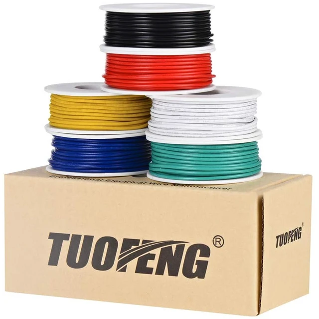 Main image of 18 AWG Stranded Wire Kit, Tinned Copper, 6 Colors, 16.4 ft Each Tinned Copper Wire, PVC (OD: 1.85 mm), Stranded Wire, Hookup Wires for DIY DC/AC