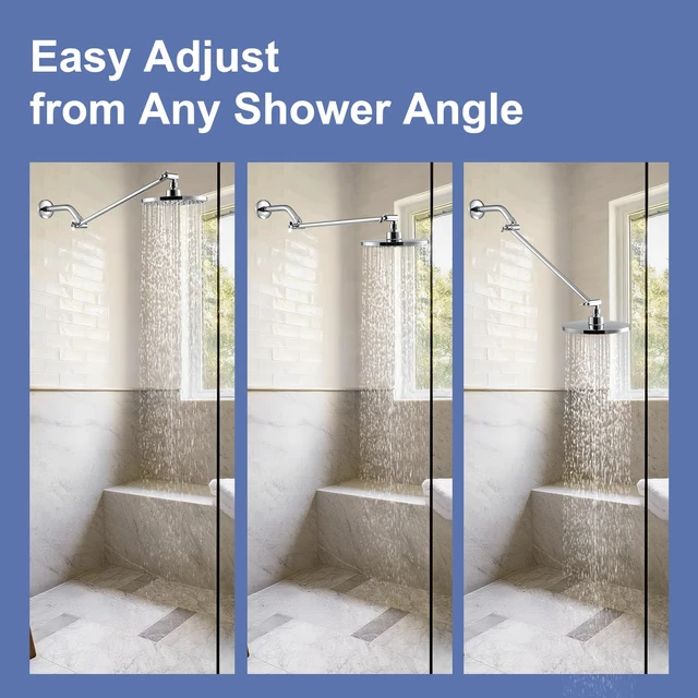 Alt view image 4 of 7 - Shower Head Extension Arm, 16 in Shower Extension Arm with Locking Nut, Adjustable Shower Arm Extender, G1/2 Connector for Fixed Shower Head & Handheld Showerhead, Chrome