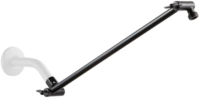 Main image of Shower Head Extension Arm, 16 in Shower Extension Arm with Locking Nut, Adjustable Height and Angle Shower Arm Extender, Universal G1/2 Connector for Fixed and Handheld ShowerHead, Matte Black