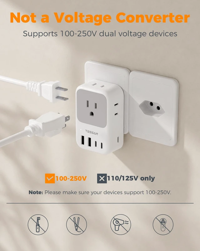 Alt view image 6 of 7 - Switzerland Travel Plug Adapter, PD 28W, 2 Packs Swiss Adapters with 4 Outlets 5 USB Ports (3 USB-C), Type J Outlet Power Adaptor