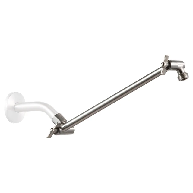Main image of Shower Head Extension Arm, 11 in Shower Extension Arm with Locking Nut, Adjustable Height and Angle, Universal G1/2 Connector for Fixed and Handheld ShowerHead, Brushed Nickel