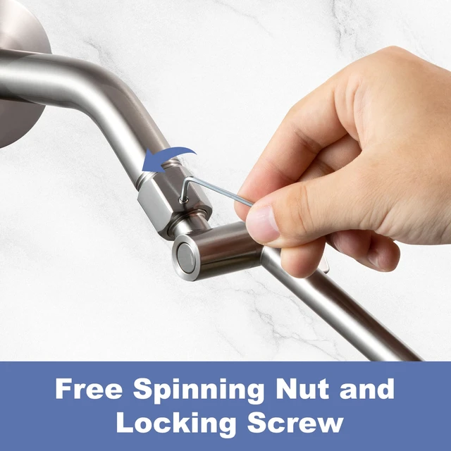 Alt view image 2 of 7 - Shower Head Extension Arm, 6 in Shower Extension Arm with Locking Nut, Adjustable Shower Extender, G1/2 Connector for Fixed Shower Head & Handheld Showerhead, Brushed Nickel