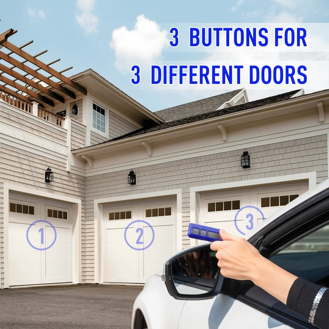 Alt view image 6 of 7 - Universal Garage Door Opener Remote for LiftMaster/Chamberlain/Craftsman, Replacement Garage Door Remote, Garage Remote Control Universal Work with 5 Color Learn Buttons, Blue, 2 Pack