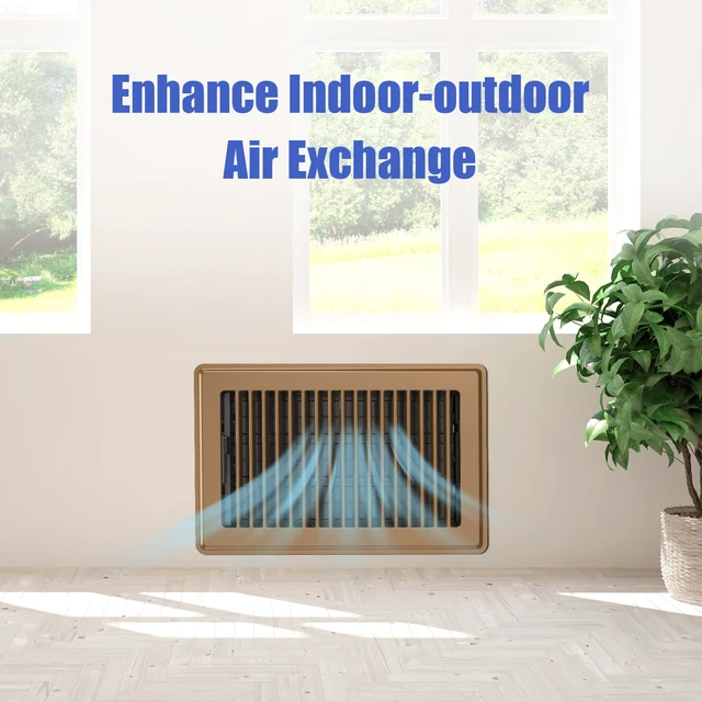 Alt view image 6 of 7 - Floor Register 6x10, Heavy Duty Steel Vent Covers for Home Floor and Wall 4 Pack Brown Floor Vent Covers, Fits 6x10 or 10x6 Duct Opening, Adjustable Airflow, HVAC Vents for Bedrooms & Living Rooms