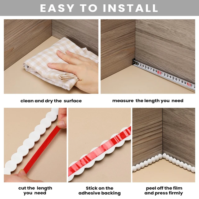 Alt view image 6 of 6 - Flexible Bead Molding Trim Peel and Stick White 10ft /20 mm Pearl Beads Design for Mirror Frame, Bathroom Backsplash, TV Wall Edge, Ceiling, Cabinet, Foam Material, Easy DIY