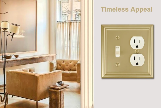 Alt view image 4 of 7 - Toggle/Duplex Light Switch Cover Adler Metal Wall Plate, 2-Pack Brushed Brass 2 Gang, for Light Switch Cover Outlet Cover Decorative Wallplate, Durable