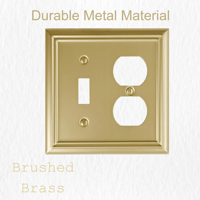 Alt view image 3 of 7 - Toggle/Duplex Light Switch Cover Adler Metal Wall Plate, 2-Pack Brushed Brass 2 Gang, for Light Switch Cover Outlet Cover Decorative Wallplate, Durable