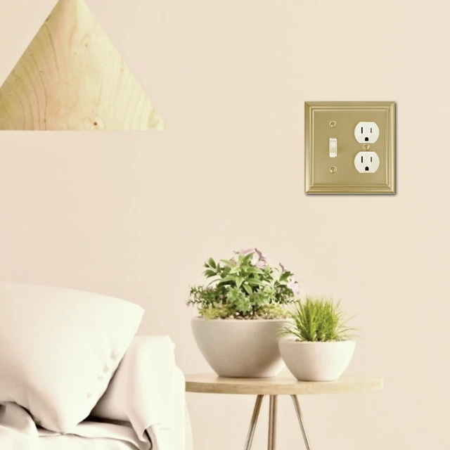 Alt view image 5 of 7 - Toggle/Duplex Light Switch Cover Adler Metal Wall Plate, 2-Pack Brushed Brass 2 Gang, for Light Switch Cover Outlet Cover Decorative Wallplate, Durable