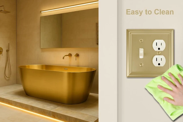 Alt view image 6 of 7 - Toggle/Duplex Light Switch Cover Adler Metal Wall Plate, 2-Pack Brushed Brass 2 Gang, for Light Switch Cover Outlet Cover Decorative Wallplate, Durable