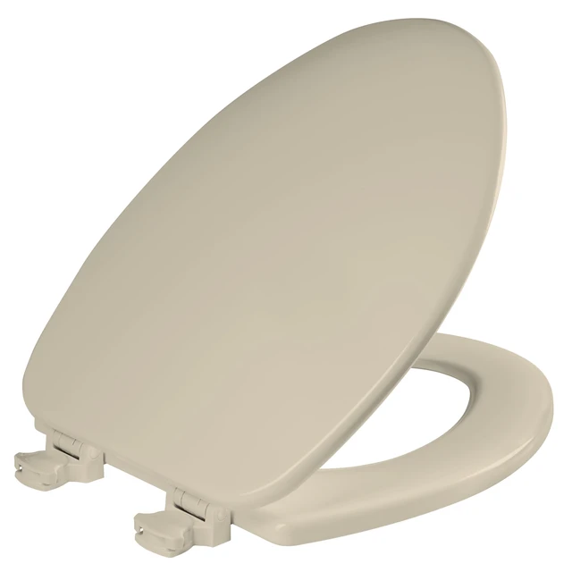 Main image of CHURCH Elongated Wood Toilet Seat, Bone Color Easy Clean Hinges Release for Deep Cleans, Durable Enameled Wood Seat - Toilet Seat Elongated