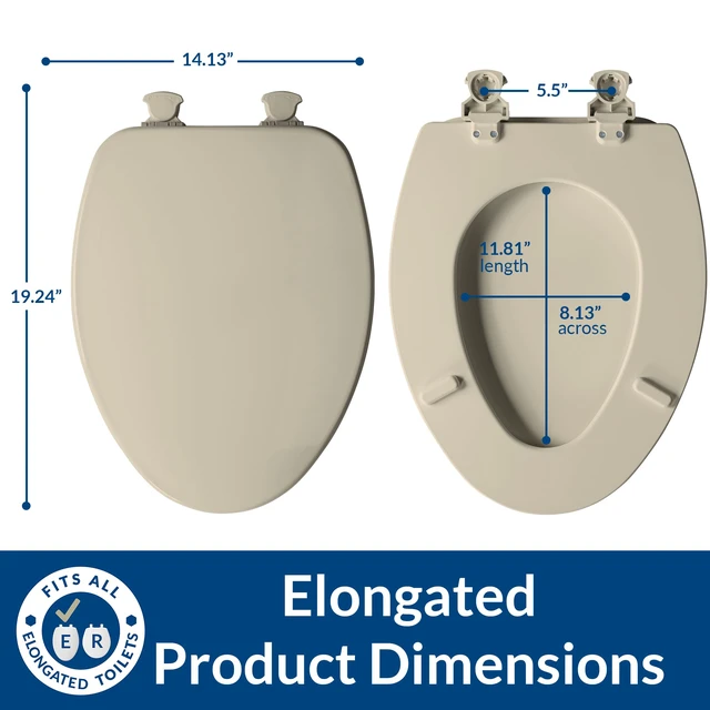 Alt view image 3 of 7 - CHURCH Elongated Wood Toilet Seat, Bone Color Easy Clean Hinges Release for Deep Cleans, Durable Enameled Wood Seat - Toilet Seat Elongated