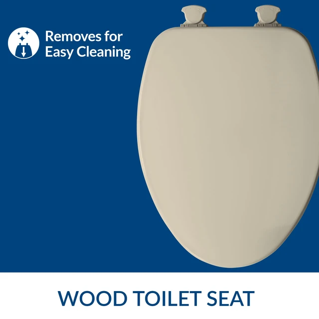 Alt view image 2 of 7 - CHURCH Elongated Wood Toilet Seat, Bone Color Easy Clean Hinges Release for Deep Cleans, Durable Enameled Wood Seat - Toilet Seat Elongated